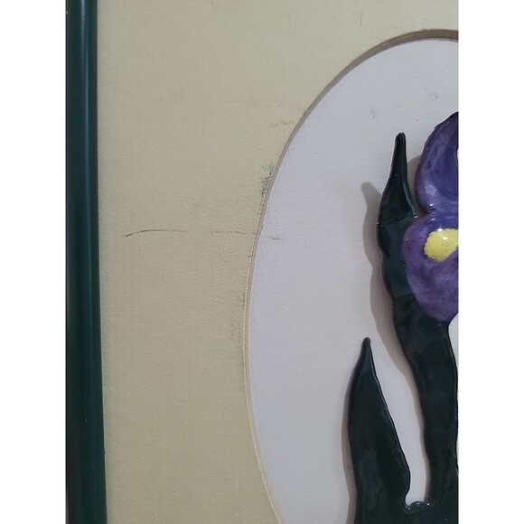 Vtg S. TOBASKO Signed Art SST Studios Ohio 3d Enameled Iris Flower Framed - Picture 7 of 8